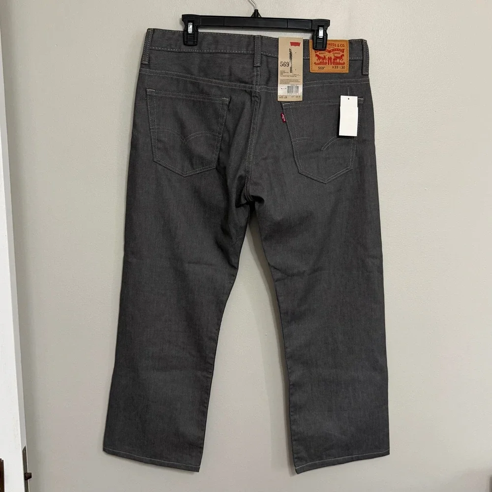 NEW Levi's 569 Mens 33x30 (Actual 35x28) Gray Loose Straight Fit Denim Jeans